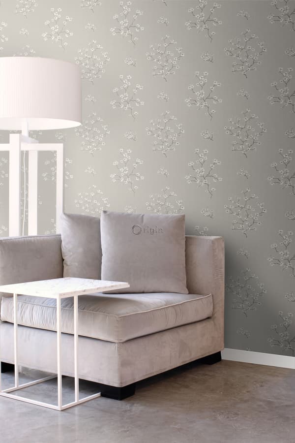 Origin Wallcoverings tapet blomning mullvadsgrått 53 cm x 10,05 m