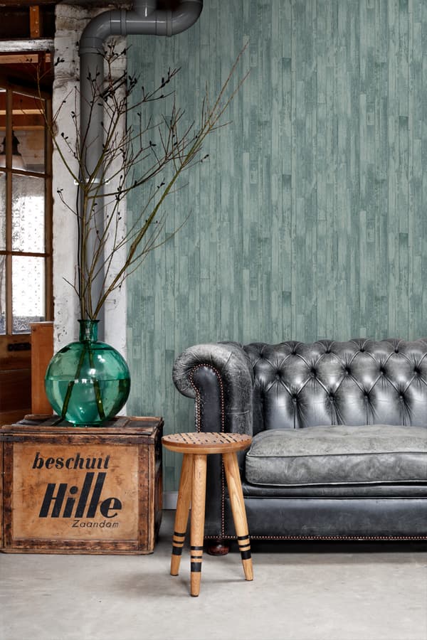 ESTAhome tapet vintage træplanker af genbrugt træ gråligtgrønt 53 cm x 10,05 m