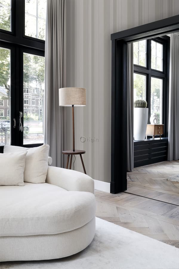 Origin Wallcoverings tapet ränder mullvadsgrått och grått 53 cm x 10,05 m