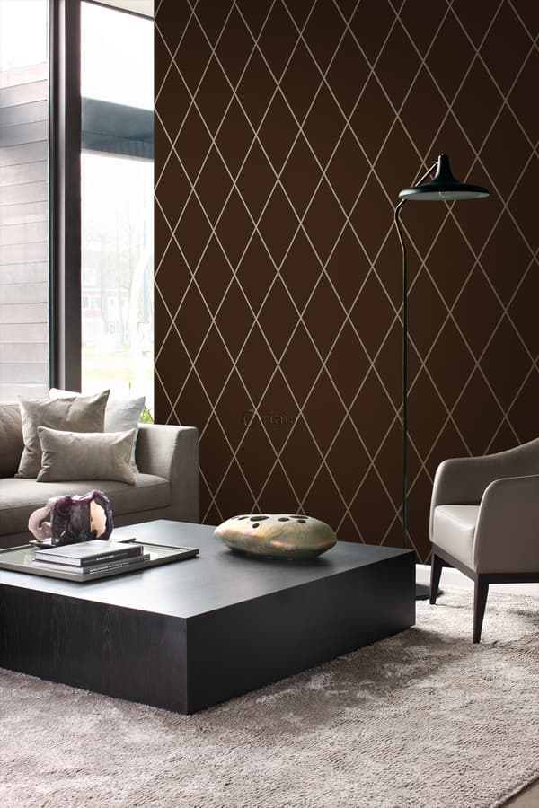 Origin Wallcoverings tapet romb matt brunt och glänsande brons 53 cm x 10,05 m
