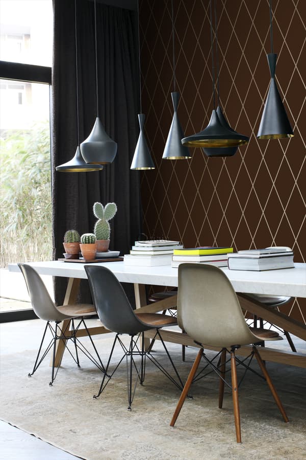 Origin Wallcoverings tapet romb matt brunt och glänsande brons 53 cm x 10,05 m