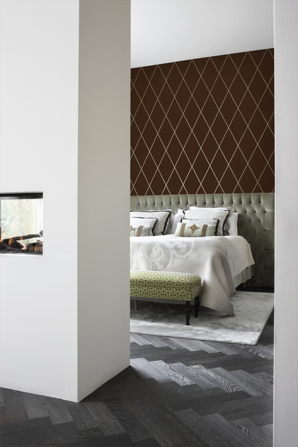 Origin Wallcoverings tapet romb matt brunt och glänsande brons 53 cm x 10,05 m