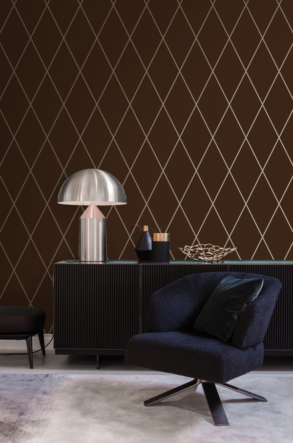 Origin Wallcoverings tapet romb matt brunt och glänsande brons 53 cm x 10,05 m