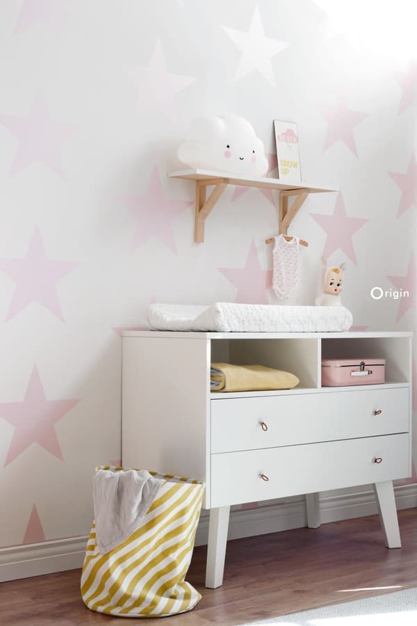 Origin Wallcoverings tapet stor stjärna puderrosa och matt vitt 53 cm x 10,05 m