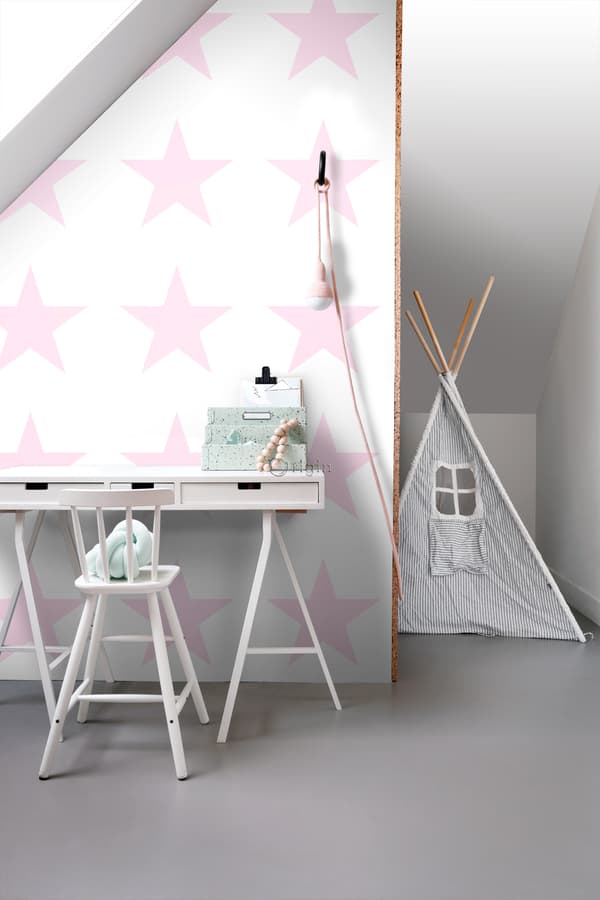 Origin Wallcoverings tapet stor stjärna puderrosa och matt vitt 53 cm x 10,05 m