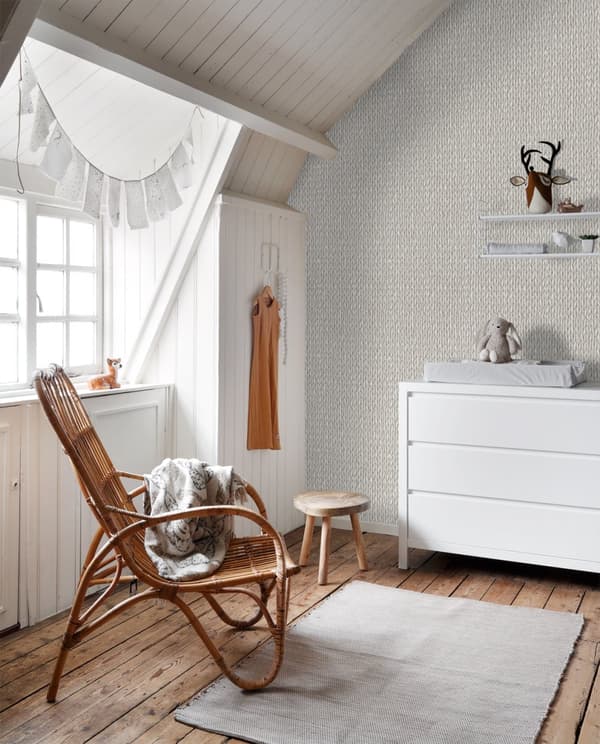 ESTAhome tapet vävd korg varm ljusgrått 53 cm x 10,05 m