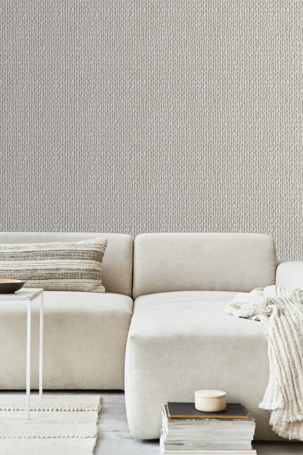 ESTAhome tapet vävd korg varm ljusgrått 53 cm x 10,05 m