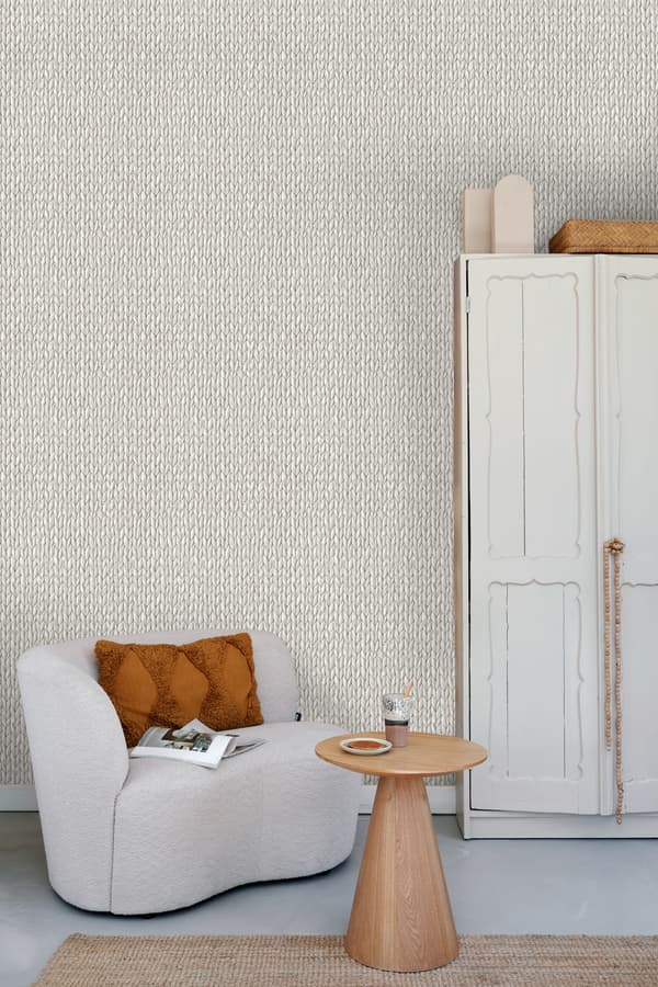 ESTAhome tapet vävd korg varm ljusgrått 53 cm x 10,05 m