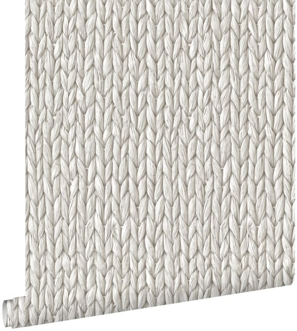 ESTAhome tapet vävd korg varm ljusgrått 53 cm x 10,05 m