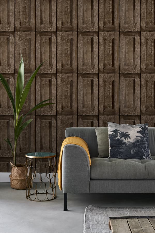 ESTAhome tapet paneldøre mørkebrunt 53 cm x 10,05 m