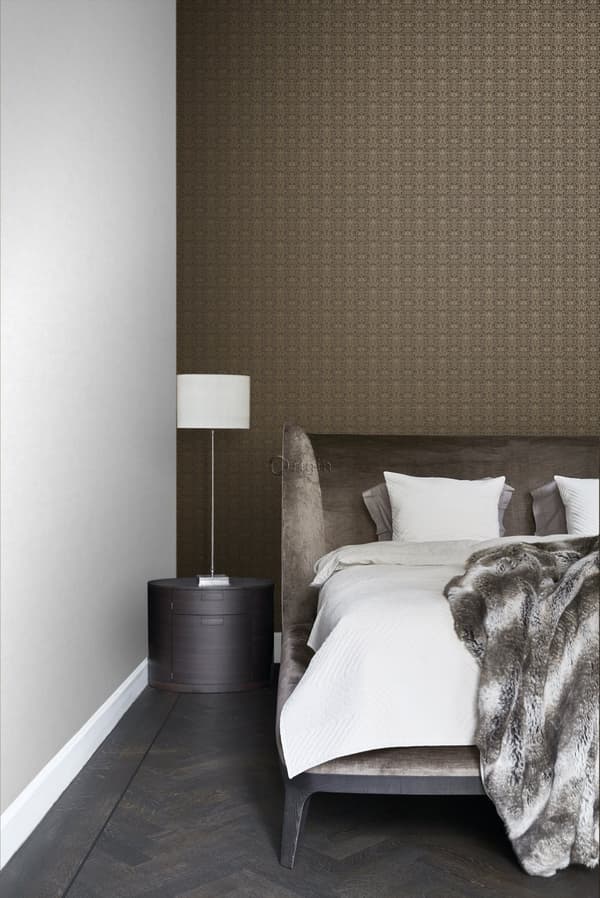 Origin Wallcoverings tapet ornament brunt och glänsande brons 53 cm x 10,05 m