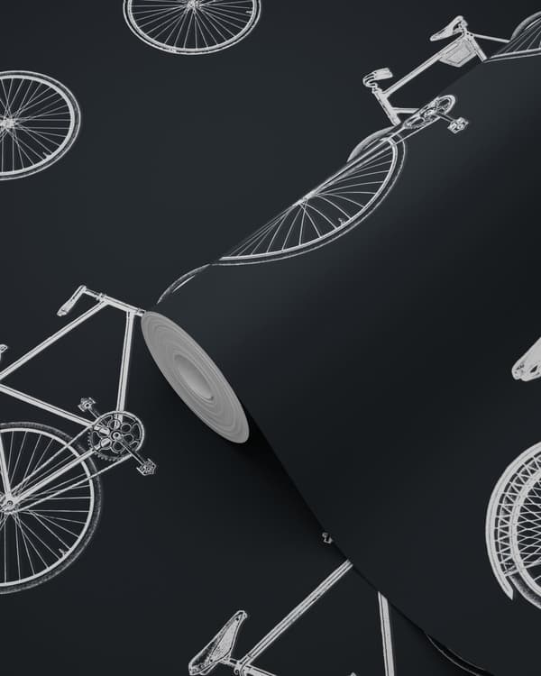 ESTAhome tapet cykler sort og hvidt 53 cm x 10,05 m