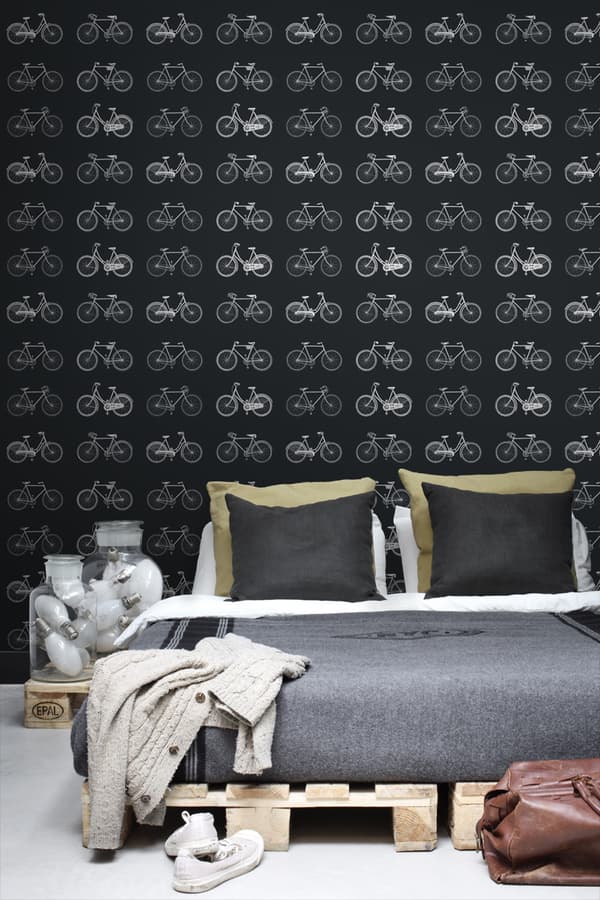 ESTAhome tapet cykler sort og hvidt 53 cm x 10,05 m