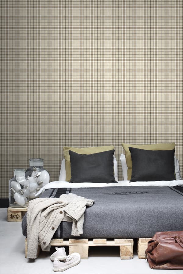 ESTAhome tapet rutor beige och brunt 53 cm x 10,05 m