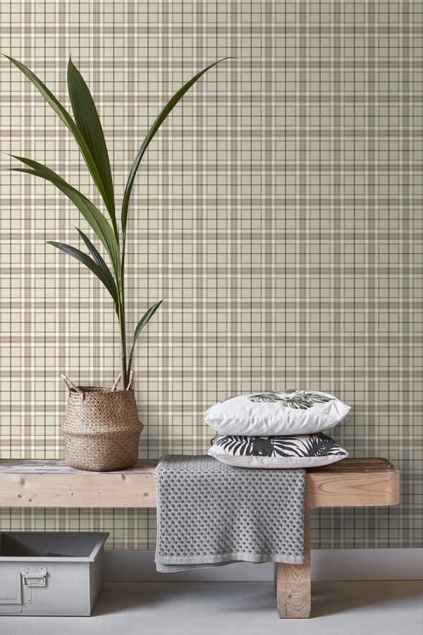 ESTAhome tapet rutor beige och brunt 53 cm x 10,05 m