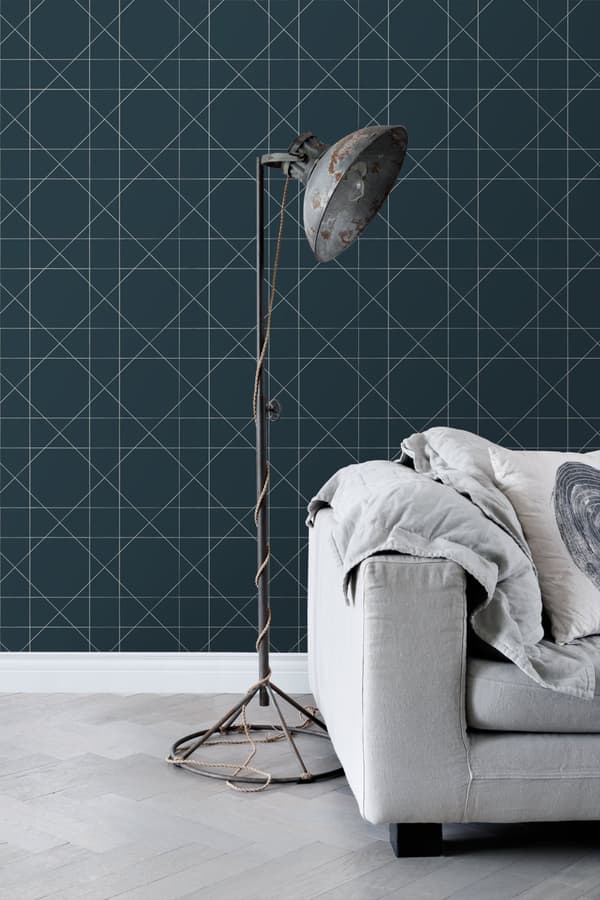 ESTAhome tapet grafiska linjer mörkblått 0,53 x 10,05 m