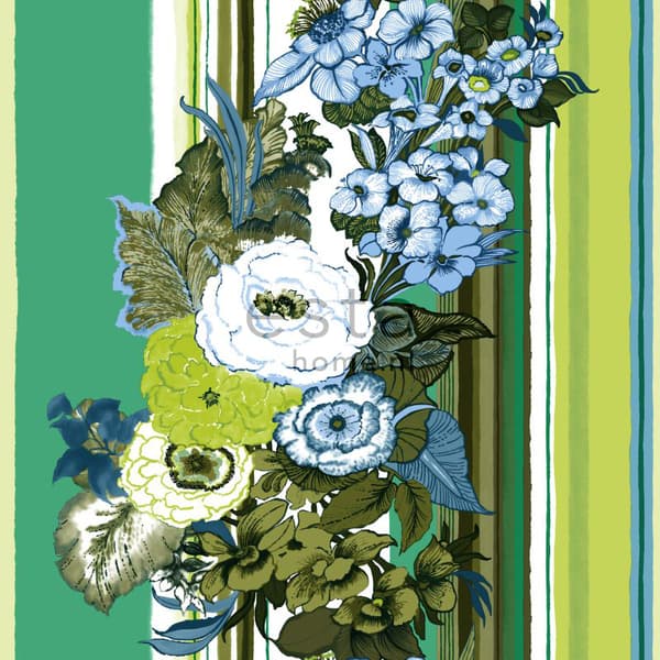 ESTAhome tapet vintage blomster grønt og limegrønt 53 cm x 10,05 m