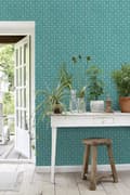 Miniatyrbillede 6 af 8: ESTAhome tapet geometriske former mørkt aquagrønt 53 cm x 10,05 m