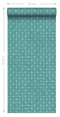 Miniatyrbillede 7 af 8: ESTAhome tapet geometriske former mørkt aquagrønt 53 cm x 10,05 m