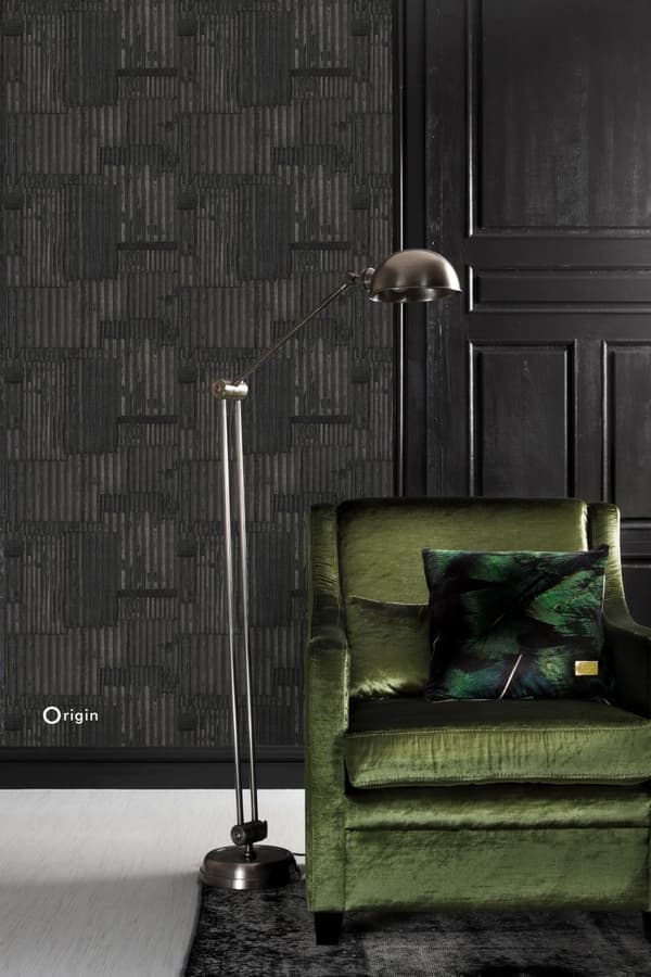 Origin Wallcoverings tapet industriell korrugerad plåt 3D svart 53 cm x 10,05 m