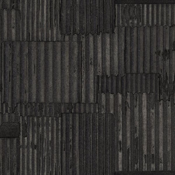 Origin Wallcoverings tapet industriell korrugerad plåt 3D svart 53 cm x 10,05 m