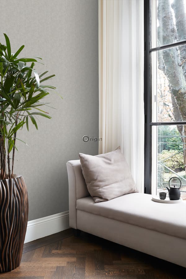 Origin Wallcoverings tapet fiskbensväv ljust mullvadsgrått 0,53 x 10,05 m