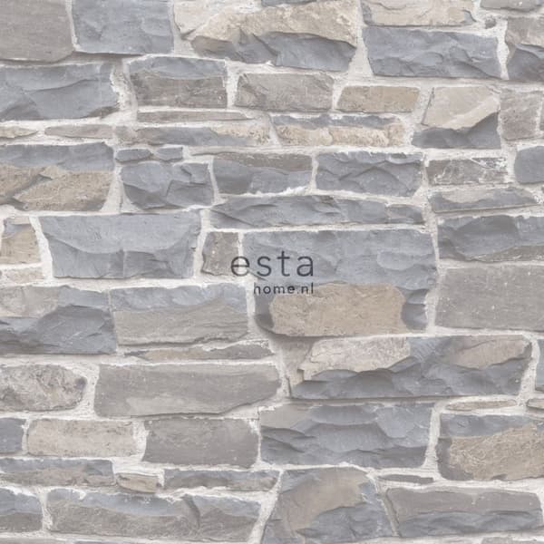 ESTAhome tapet tegelvägg ljusgrått och beige 53 cm x 10,05 m
