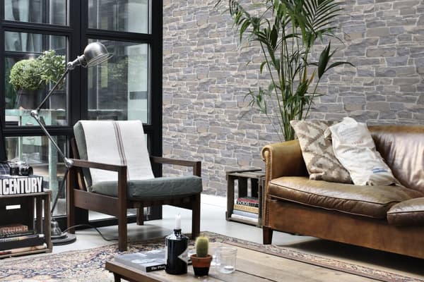 ESTAhome tapet tegelvägg ljusgrått och beige 53 cm x 10,05 m