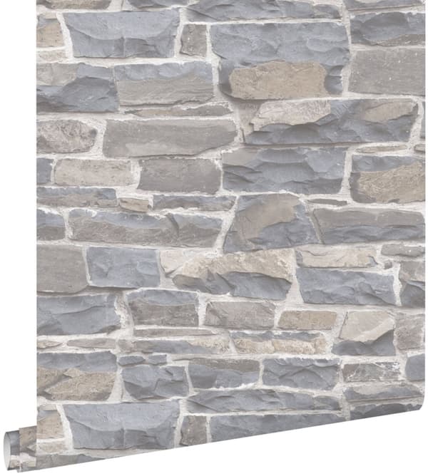 ESTAhome tapet tegelvägg ljusgrått och beige 53 cm x 10,05 m