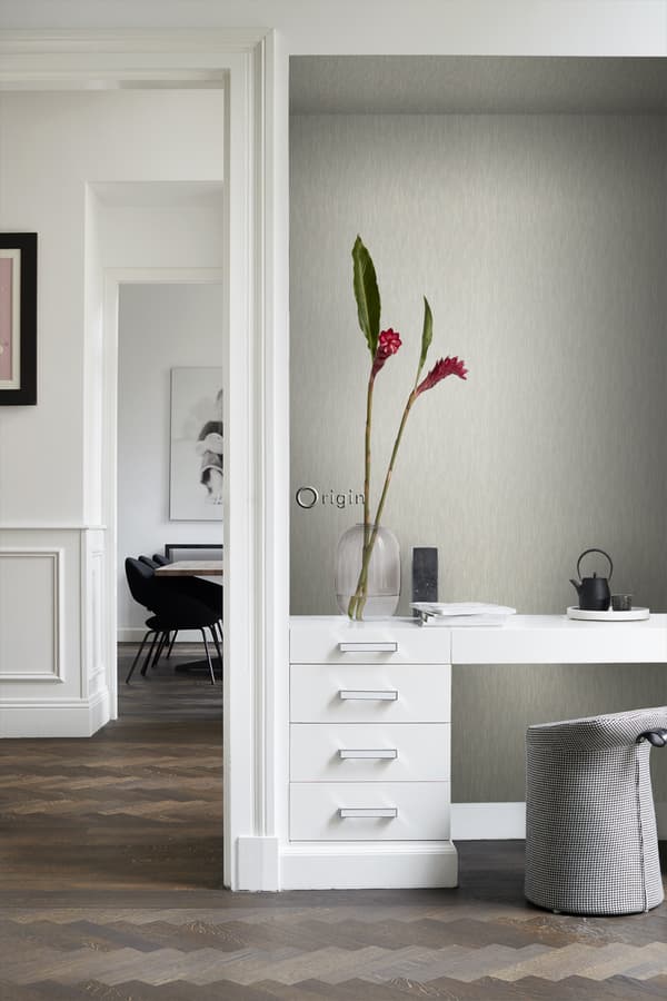 Origin Wallcoverings tapet ensfarvet linnedstruktur brunt 53 cm x 10,05 m
