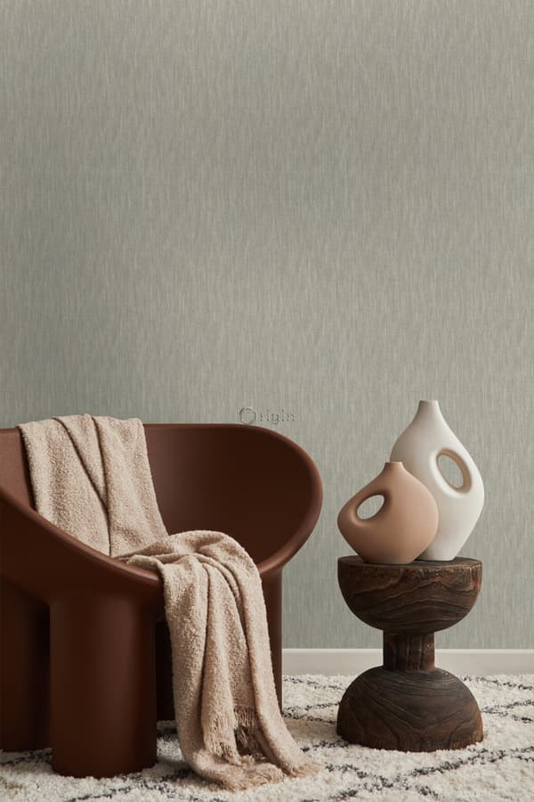 Origin Wallcoverings tapet ensfarvet linnedstruktur brunt 53 cm x 10,05 m