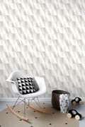 Miniatyrbild 5 av 8: ESTAhome tapet grafiska trianglar silver, grått och beige 53 cm x 10,05 m