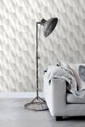 Miniatyrbild 8 av 8: ESTAhome tapet grafiska trianglar silver, grått och beige 53 cm x 10,05 m