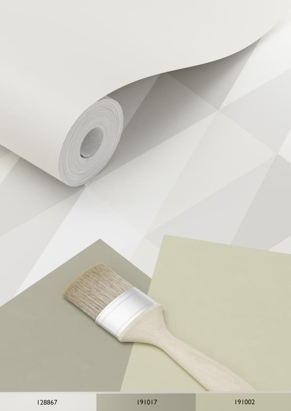 ESTAhome tapet grafiska trianglar silver, grått och beige 53 cm x 10,05 m