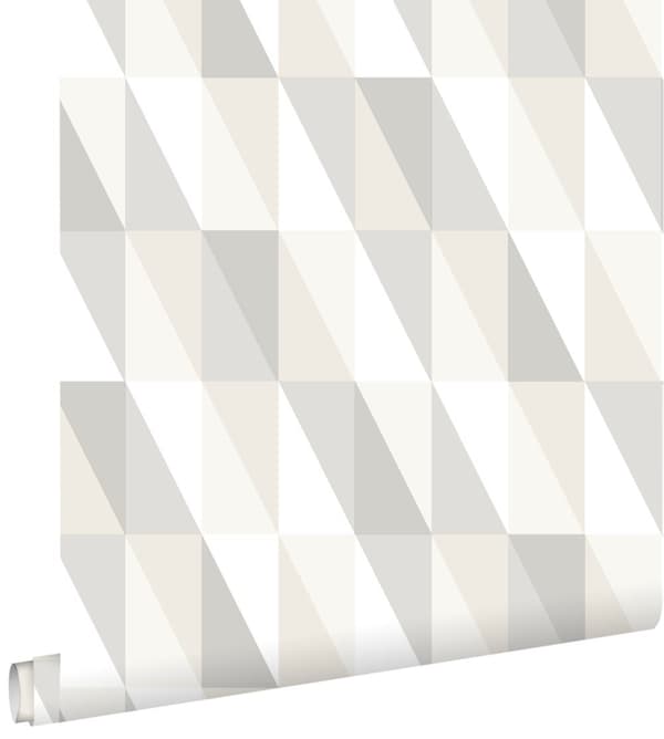 ESTAhome tapet grafiska trianglar silver, grått och beige 53 cm x 10,05 m