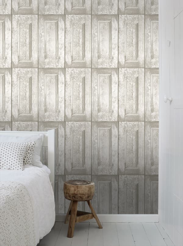 ESTAhome tapet paneldörrar vitt 53 cm x 10,05 m