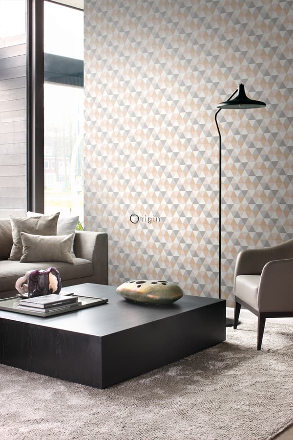 Origin Wallcoverings tapet grafiske trekanter beige 53 cm x 10,05 m