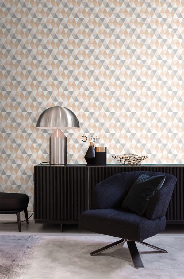 Origin Wallcoverings tapet grafiske trekanter beige 53 cm x 10,05 m