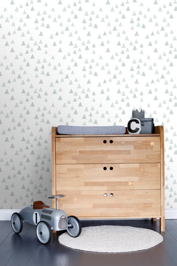ESTAhome tapet grafiska trianglar vintage gråblått 0,53 x 10,05 m