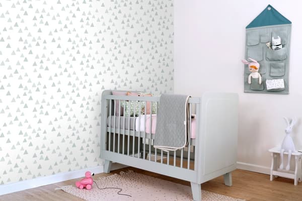 ESTAhome tapet grafiska trianglar vintage gråblått 0,53 x 10,05 m