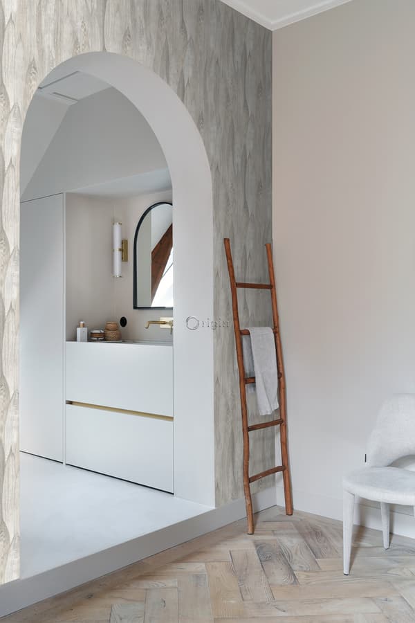 Origin Wallcoverings tapet löv varmt grått 53 cm x 10,05 m