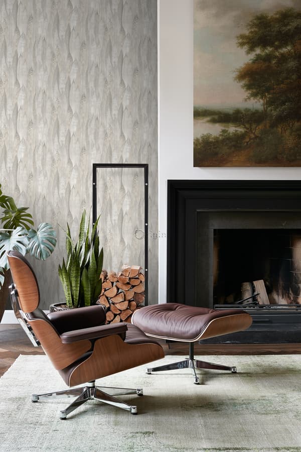 Origin Wallcoverings tapet löv varmt grått 53 cm x 10,05 m