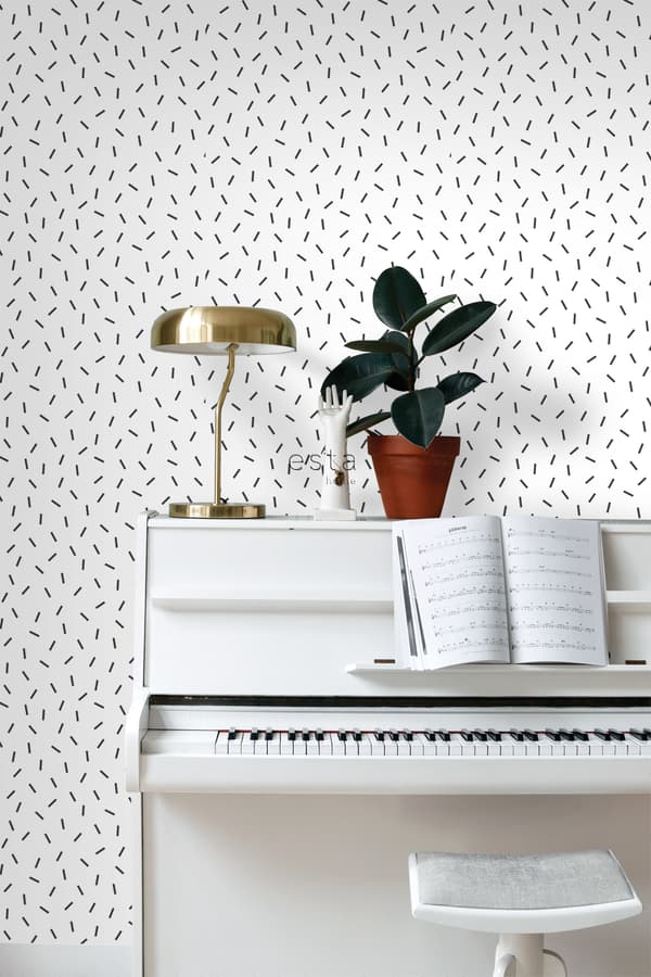 ESTAhome tapet grafiskt motiv svart och vitt 0,53 x 10,05 m