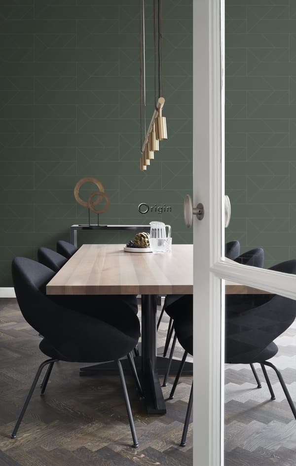 Origin Wallcoverings tapet grafiska linjer grönt 0,53 x 10,05 m