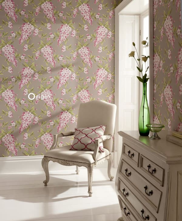 Origin Wallcoverings tapet blåregn mulvarpegråt og aubergine lilla 52 cm x 10,05 m