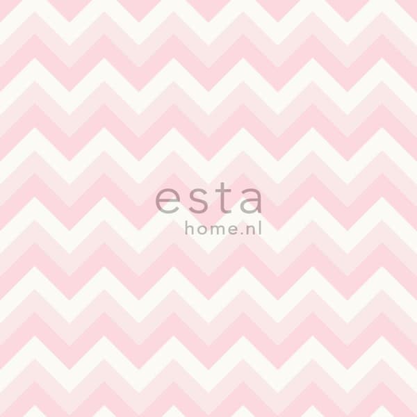ESTAhome tapet sicksackmotiv ljusrosa och vitt 53 cm x 10,05 m