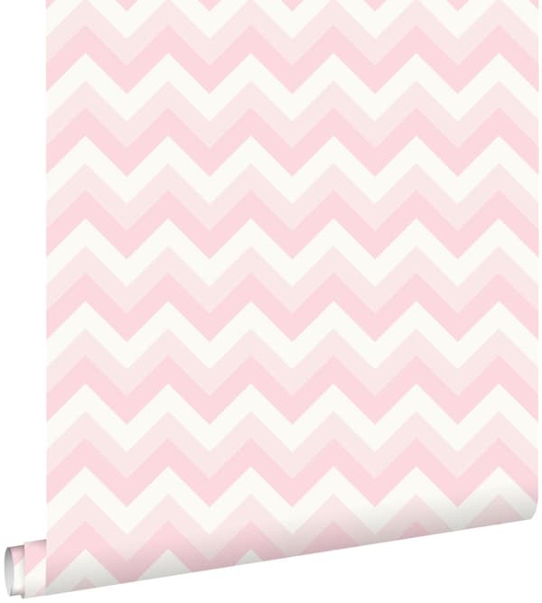 ESTAhome tapet sicksackmotiv ljusrosa och vitt 53 cm x 10,05 m
