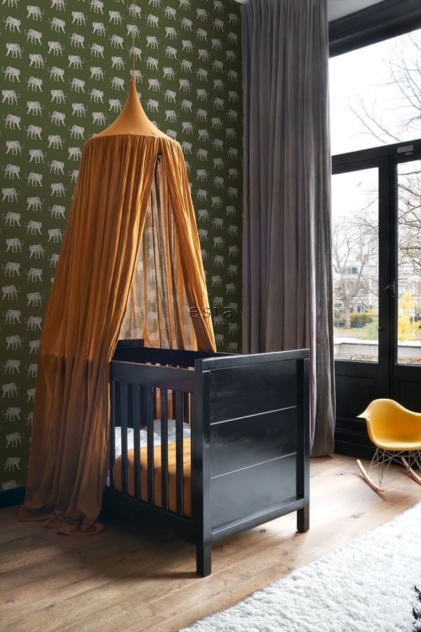 ESTAhome tapet pantere gråagtigt olivengrønt 0,53 x 10,05 m