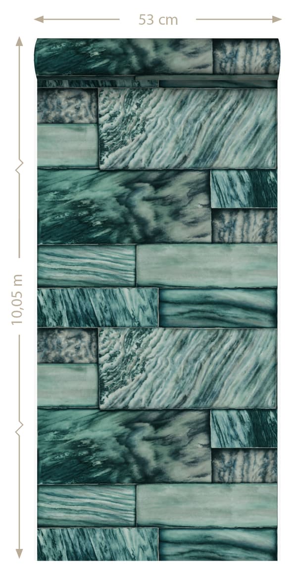 Origin Wallcoverings tapet marmorsten smaragdgrønt 53 cm x 10,05 m