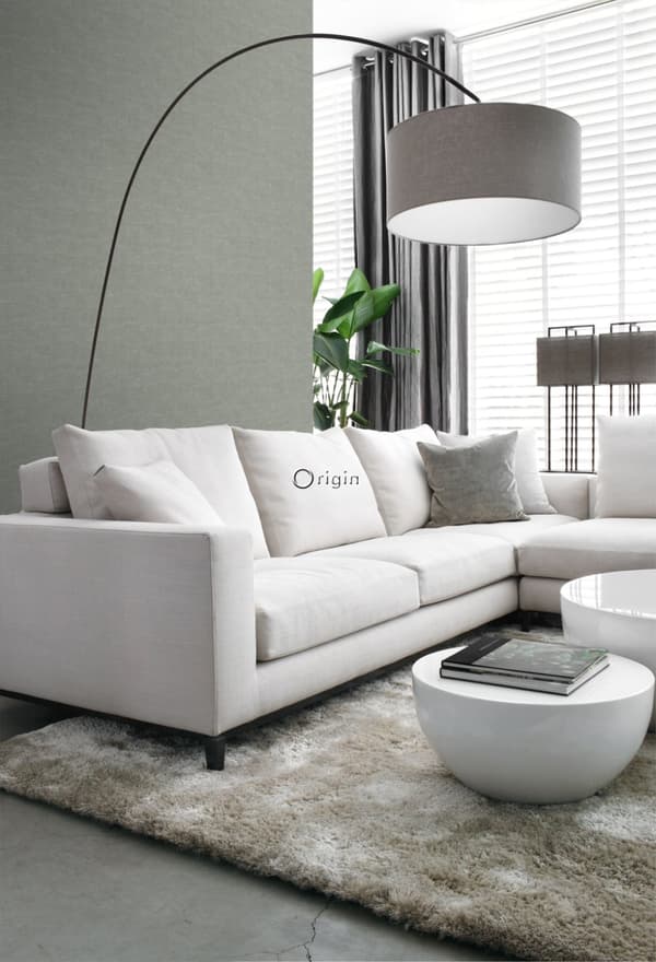 Origin Wallcoverings tapet linnedstruktur gråligtgrønt 0,53 x 10,05 m